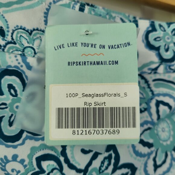 RipSkirt Hawaii Skirt SMALL 4 - 6 aqua teal Seaglass Florals Length 1 NWT - Picture 4 of 11